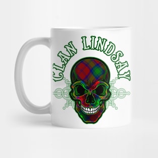 Scottish Clan Lindsay Tartan Celtic Skull Mug